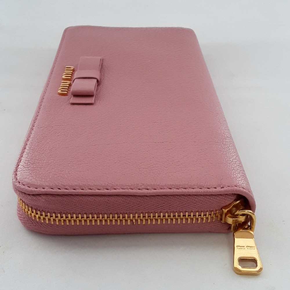 NIB Miu Miu 5ML506 Pink Leather zip Around wallet - Picture 4 of 8